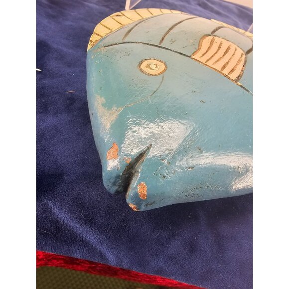 Wooden Handmade Fish Sculpture Home Decor Nautical‎ Beach Art Piece Rustic - Picture 2 of 12